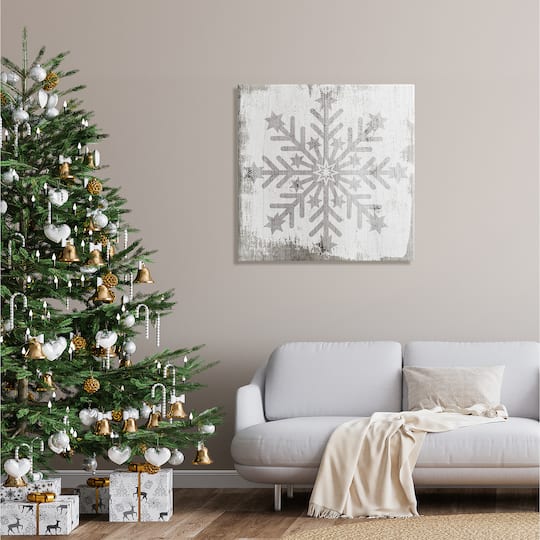 Stupell Industries Winter Snowflake Weathered Pattern Canvas Wall Art